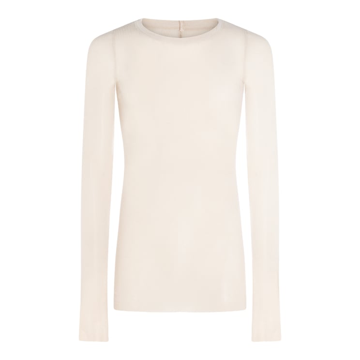 Rick Owens Sand Viscose/Silk Ribbed Sweater