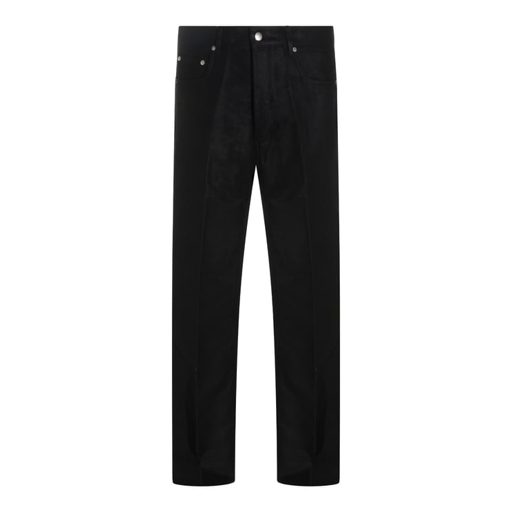 Rick Owens Straight Fit Black Jeth Trousers With Minimalist Detailing