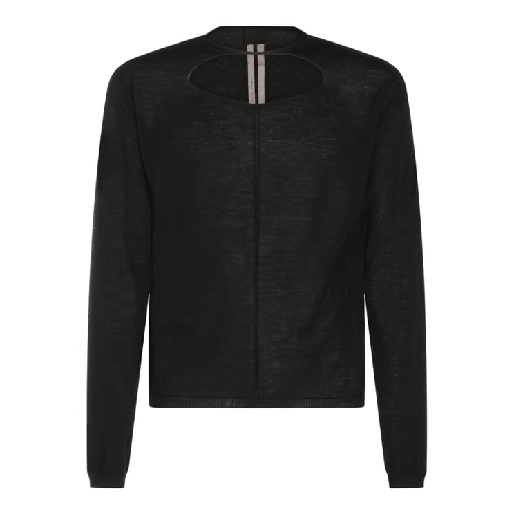 Rick Owens Black Semi-Sheer Knit Sweater With Unique Cut-Out Detail