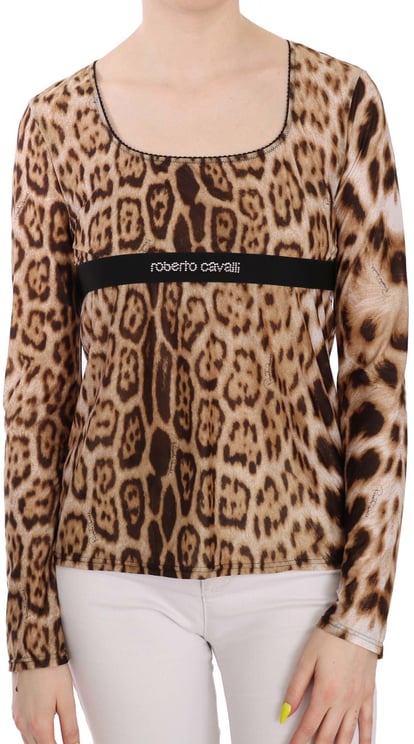 Roberto Cavalli Roberto Cavalli Brown Round Neck Leopard Women Top Blouse