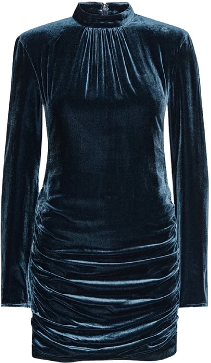 Rotate silk velvet ls mini dress divers