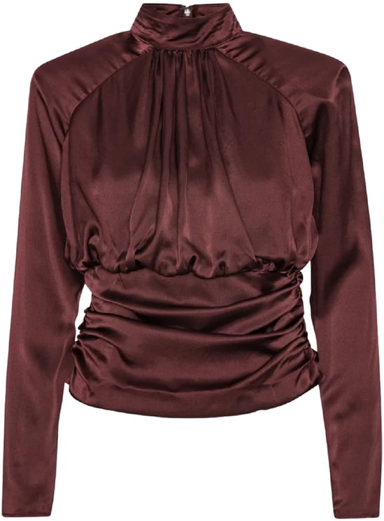 Rotate ls ruched silk top divers