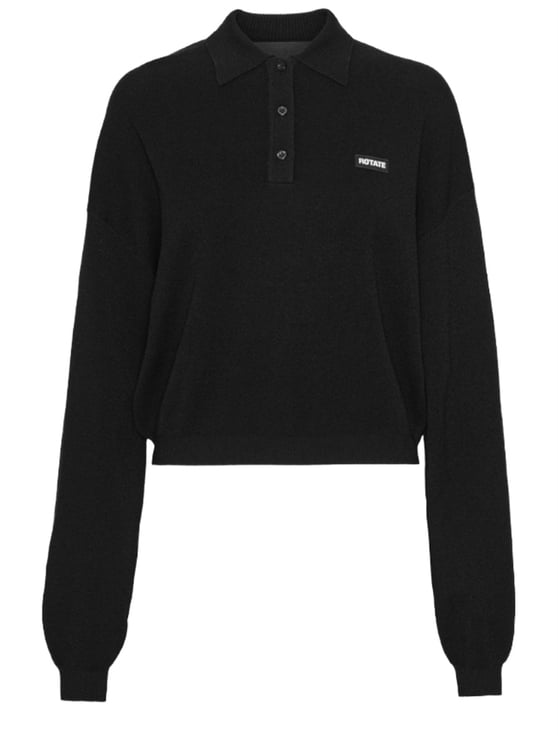 Rotate Neutrals Cropped Fit Long Sleeves Polo Shirt