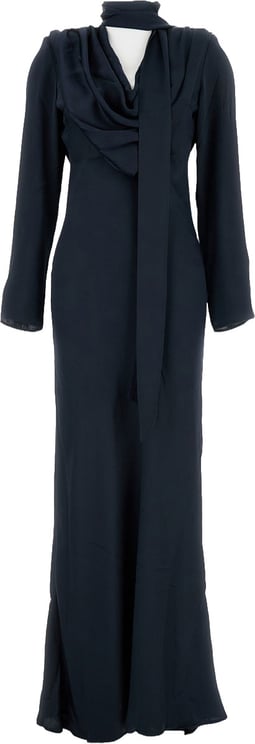 Rotate Long Draped Satin Dress