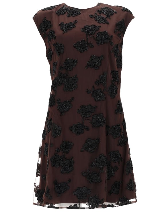 Rotate Fitted Cap Sleeves Appliqué Dress