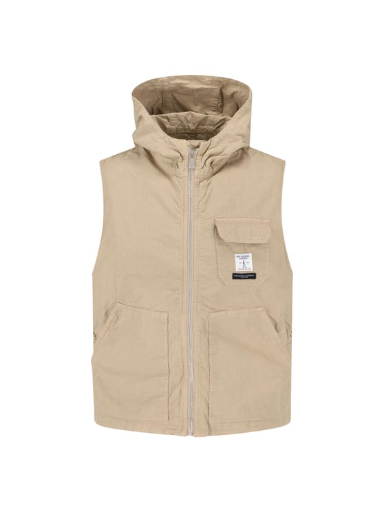 Roy Roger's Beige Hooded Cotton Vest Jacket