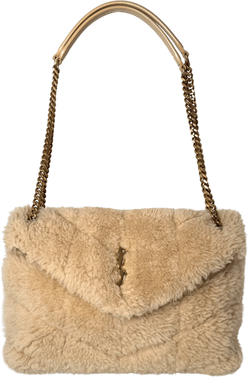 Saint Laurent Saint Laurent Loulou Puffer Small Shearling Shoulder Bag Lilac / very good