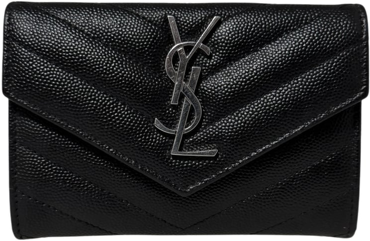 Saint Laurent Saint Laurent Cassandre Geldbörse small Leder silberne Hardware / sehr gut