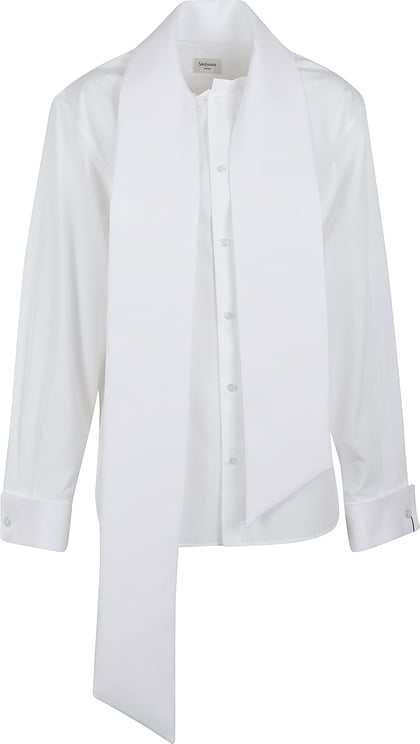 Saint Laurent Button-Down Shirt with Lavallière Collar and Structured Shoulders