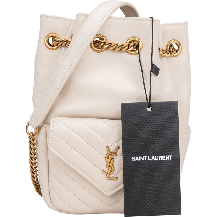 Saint Laurent Saint Laurent Chevron Leather Joe Crossbody Bucket Bag