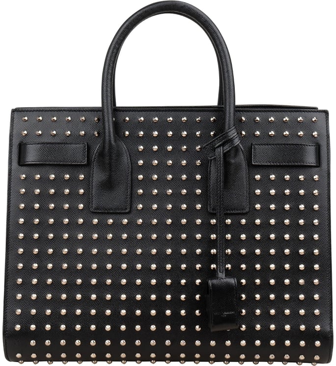 Saint Laurent Saint Laurent Grained Leather Studded Sac de Jour Handbag