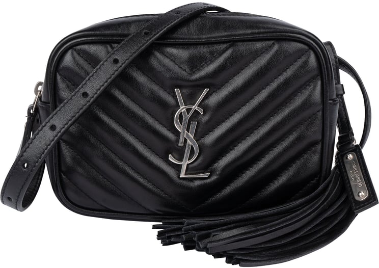 Saint Laurent Saint Laurent Black Chevron Leather Lou Crossbody Bum Bag