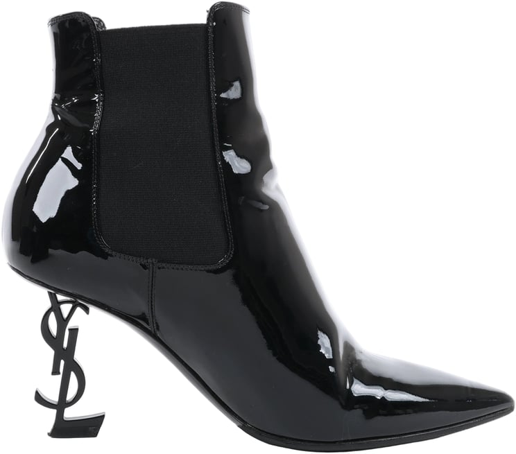 Saint Laurent Saint Laurent Paris Opium Patent leather Ankle Boots in Black AU484171 , Size 37.5 EU
