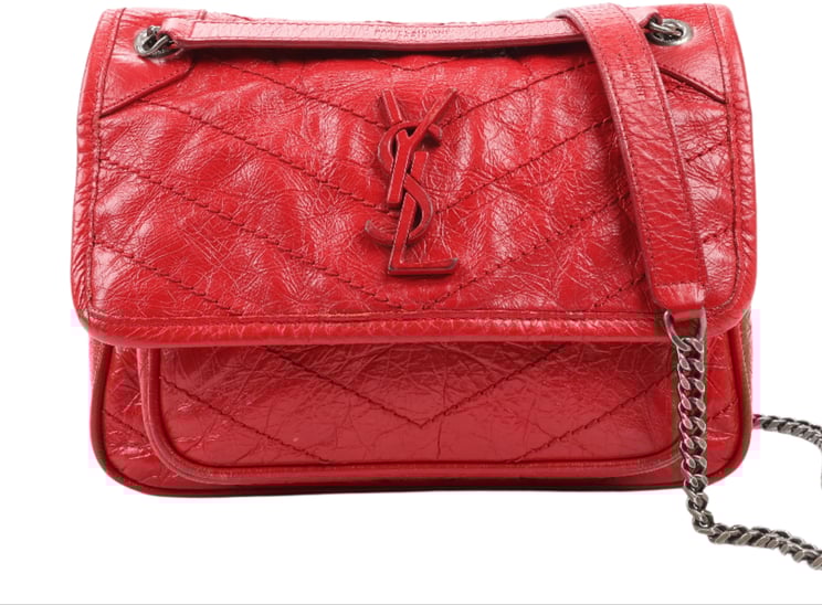 Saint Laurent Saint Laurent Paris Niki Baby Leather Chain Shoulder Bag Red 533037