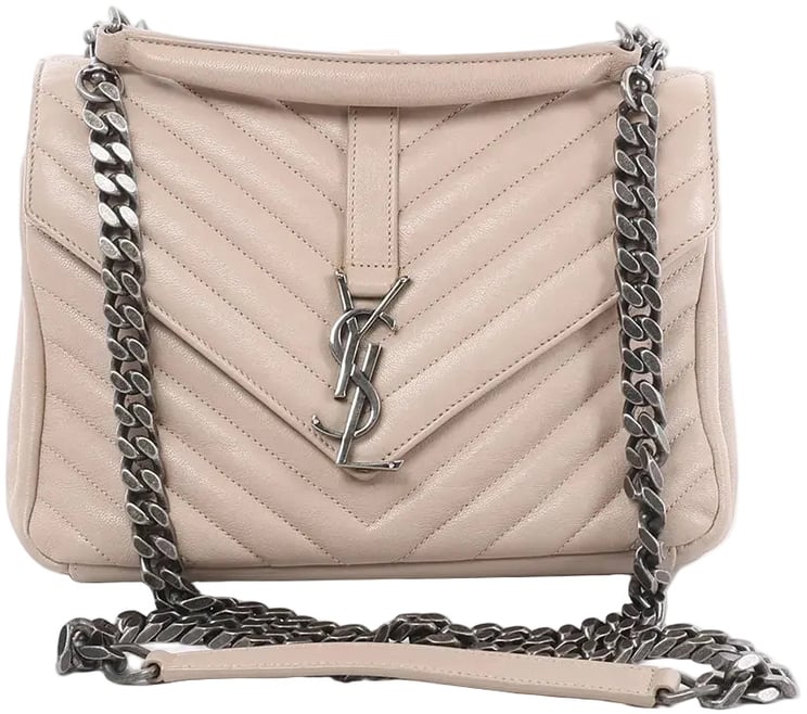 Saint Laurent Saint Laurent Paris College Monogramme Leather Chain Crossbody Bag in Beige 428056