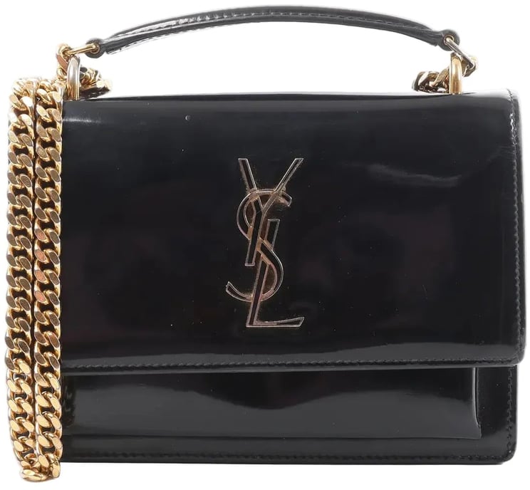 Saint Laurent Saint Laurent Paris Sunset Small Patent Leather Crossbody Bag in Black 441972