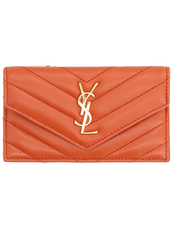 Saint Laurent Geometric Cassandras Lambskin Quilted Card Holder