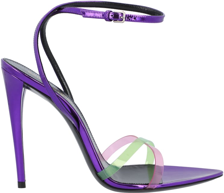 Saint Laurent Gippy Patent Leather And Plexi Sandals Purple