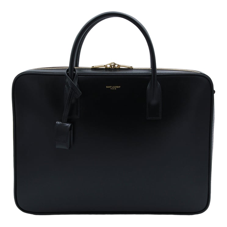 Saint Laurent Rectangular Black Bag With Smooth Finish And Gold-Tone Hardware