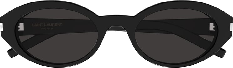 Saint Laurent Oval Frame Sunglasses with Glossy Black Finish