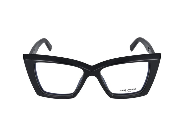 Saint Laurent Black Glossy Finish Oversized Square Eyeglasses