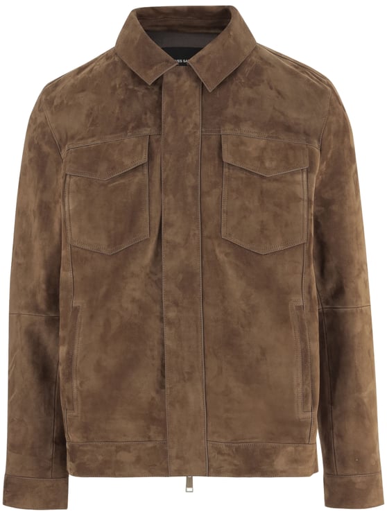 Salomon Brown Suede Jacket With Classic Collar
