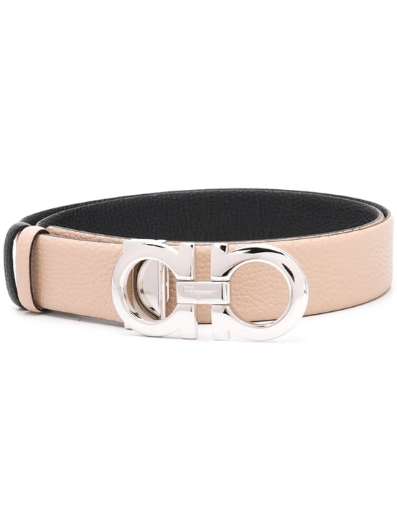 Salvatore Ferragamo Beige Cintura H35 Textured Leather Belt