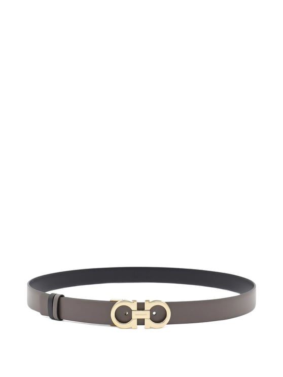 Salvatore Ferragamo Taupe Gancini Buckle Matte Leather Belt