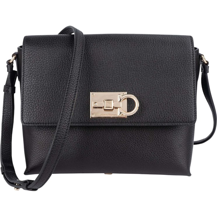 Salvatore Ferragamo Salvatore Ferragamo Pebbled Leather Gancini Flap Crossbody Bag