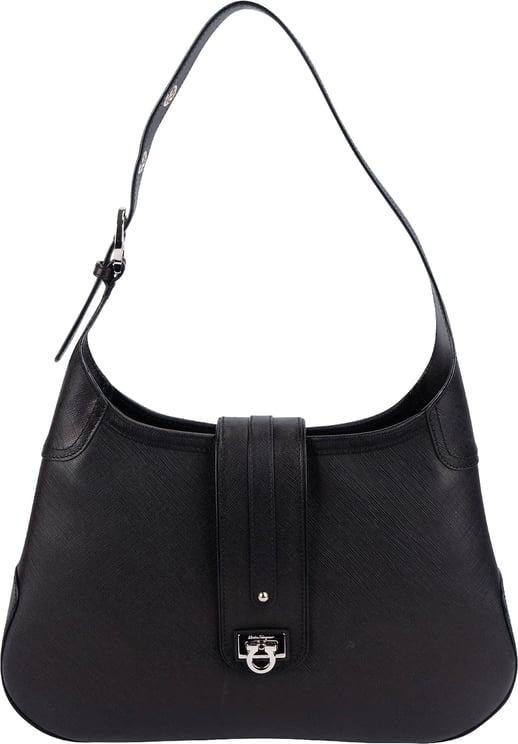 Salvatore Ferragamo Salvatore Ferragamo Pebbled Calfskin Leather Gancini Shoulder Bag
