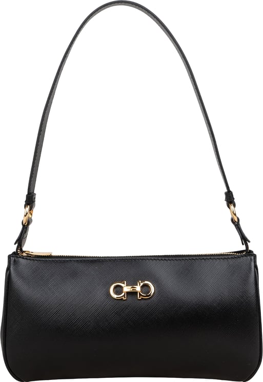 Salvatore Ferragamo Salvatore Ferragamo Saffiano Leather Gancini Baguette Shoulder Bag