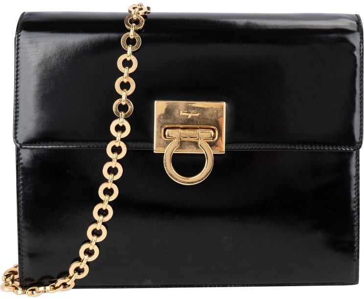 Salvatore Ferragamo Salvatore Ferragamo Patent Leather Gancini Flap Crossbody Bag