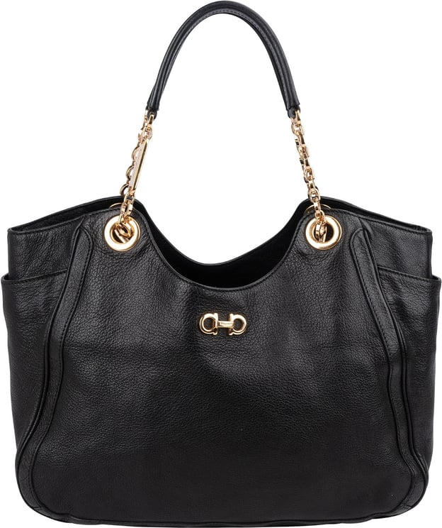 Salvatore Ferragamo Salvatore Ferragamo Pebbled Leather Gancini Tote Shoulder Bag