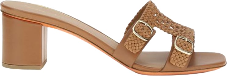 Santoni Santoni Beige Calf Leather Bos Taurus Platform Sandals