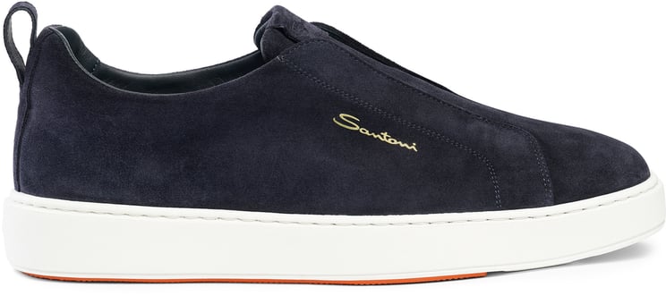 Santoni Men's suede sneaker