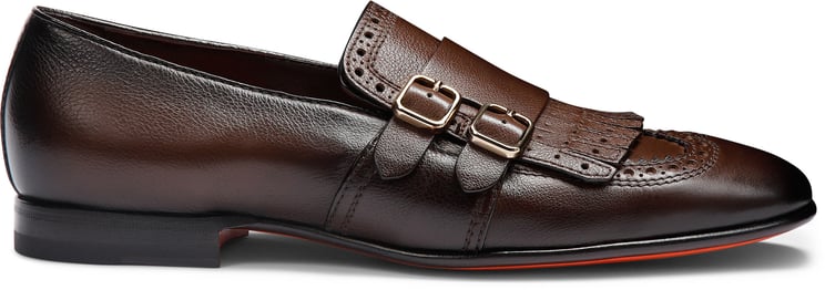 Santoni Men’s leather doublebuckle loafer