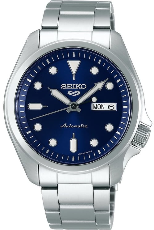 Seiko SRPE53K1 horloge 5Sports Automatic staal blauw