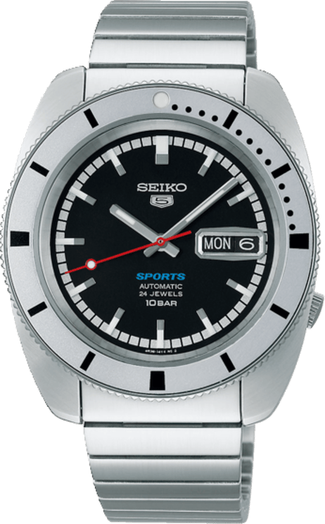 Seiko Seiko Horloge SRPL05K1 Seiko 5 Automaat Staal 100m Waterdicht met Zwarte Wijzerplaat 39mm Limited Edition 8823/9999