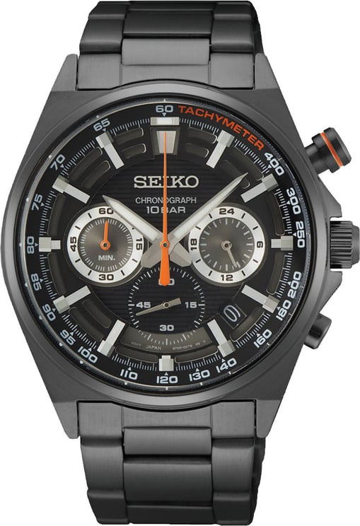 Seiko Seiko Horloge SSB399P1 Staal met Gun Metal Coating Quartz Chronograaf 100m Waterdicht