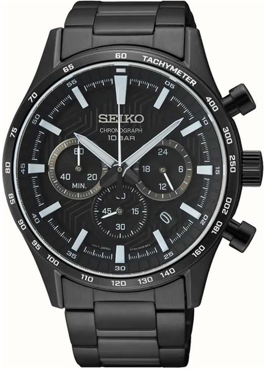 Seiko HEREN CHRONO NEW LINK HC BRACELET ZWART 100M WR SSB415P1