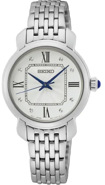 Seiko Seiko Horloge SUR497P1 Staal Quartz 50m Waterdicht met Witte Wijzerplaat 29mm