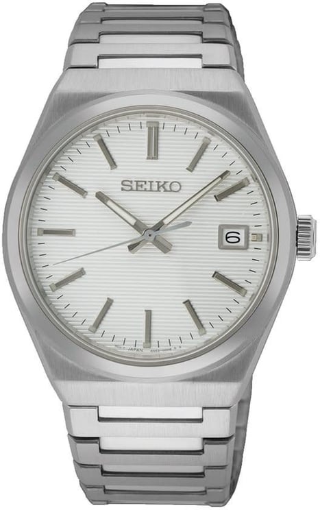 Seiko Seiko Horloge SUR573P1 Staal Quartz Saffierglas 100m Waterdicht met Witte Wijzerplaat 34mm