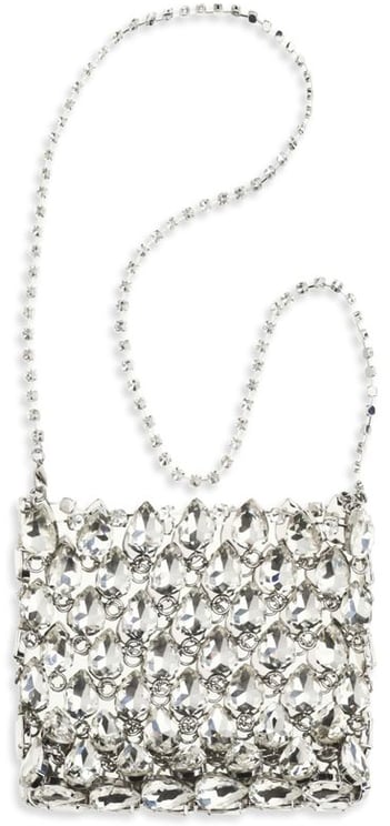 Self-Portrait Silver Crystal Chainmail Grid Mini Handbag