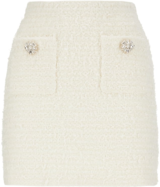 Self-Portrait Self Portrait Ivory stretch cotton blend skirt