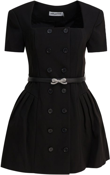 Self-Portrait Self-Portrait black crepe short sleeve mini dress
