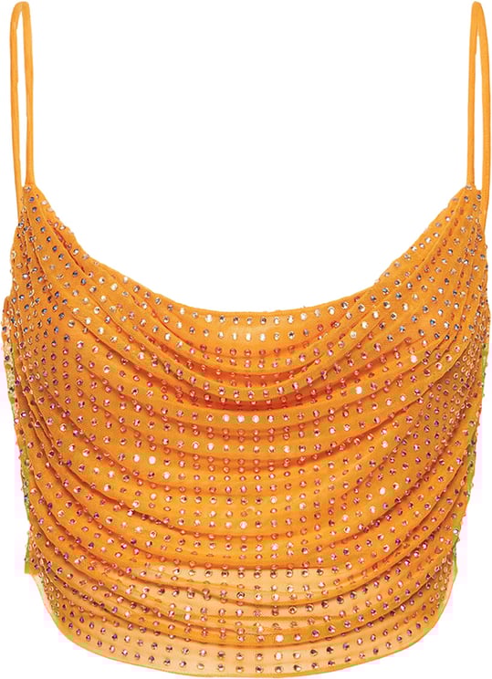 Self-Portrait Soft orange top with elegant ruffled design