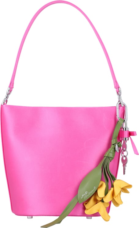Self-Portrait Satin Bucket Bag Rosa