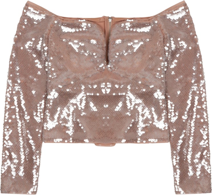 Self-Portrait Sequined Off-Shoulder Top
