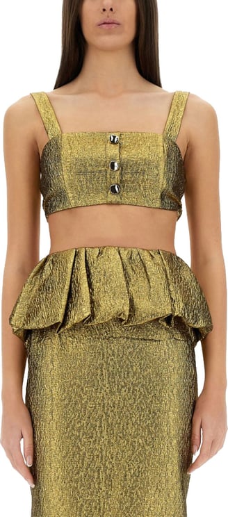 Self-Portrait Metallic Jacquard Crop Top