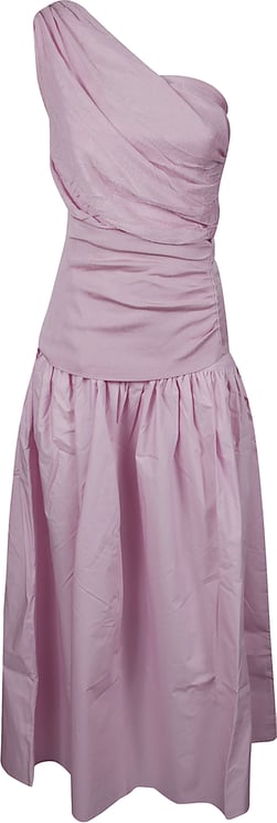 Self-Portrait Cotton Draped Knit Midi Dress Pink